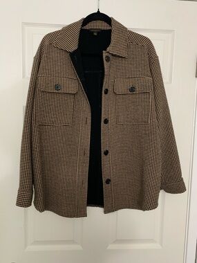 Current Air Men's Houndstooth Shirt Jacket in Brown and Black